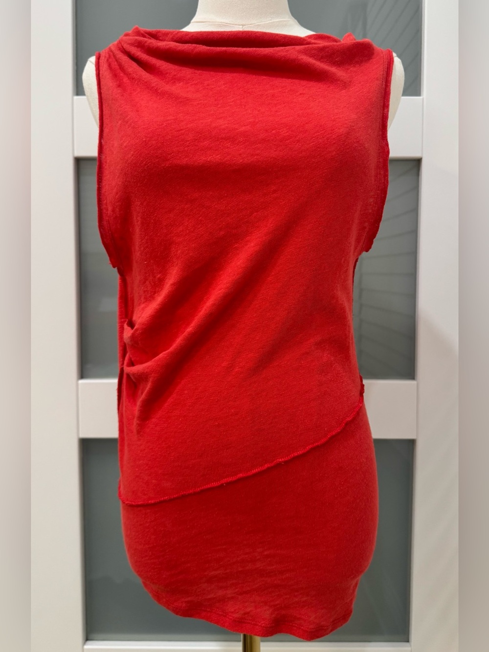 NWT Free People We The Free Bella Rosa Linen Tank Top Red L